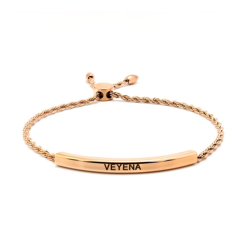 VEYENA Elegant Engravable Bar Rope Bracelet