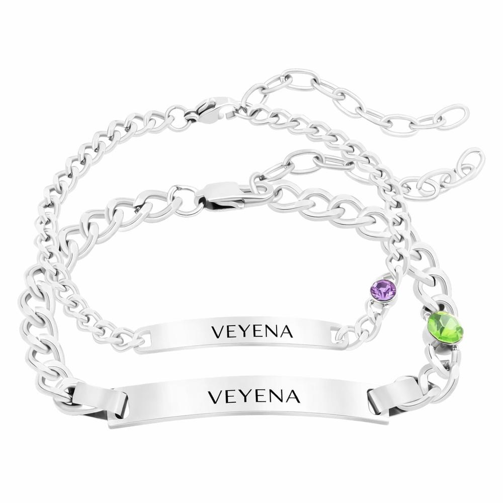 VEYENA Engravable Chain Bracelet Couple Set
