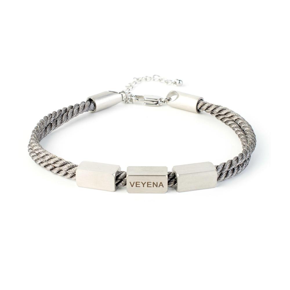 VEYENA Minimalist Stainless Steel Rope Bracelet for Men