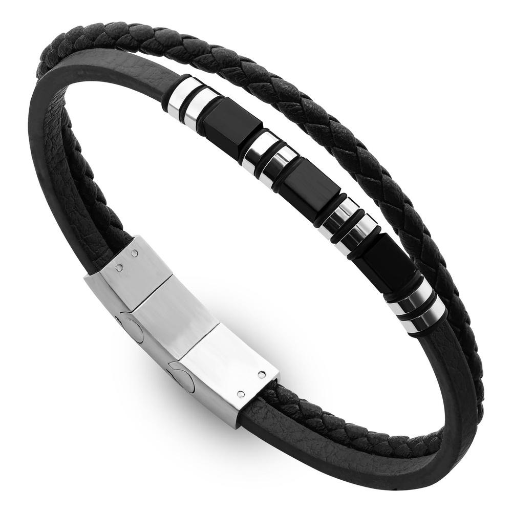 VEYENA Minimal Layered Leather Bracelet for Men