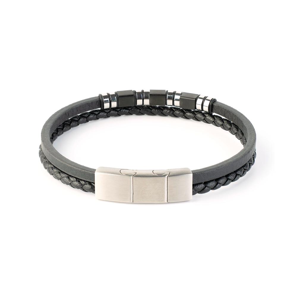 VEYENA Minimal Layered Leather Bracelet for Men