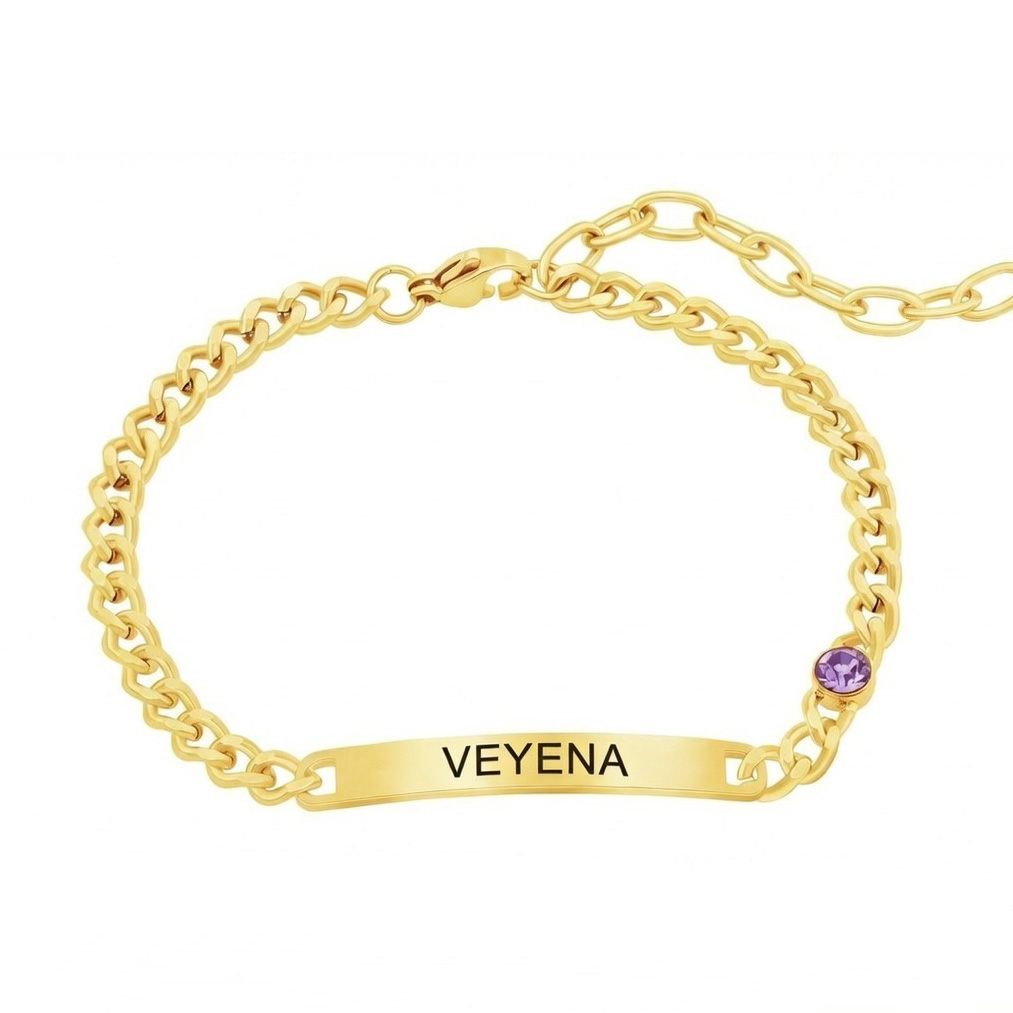 VEYENA Elegant Engravable Chain Bracelet for Women