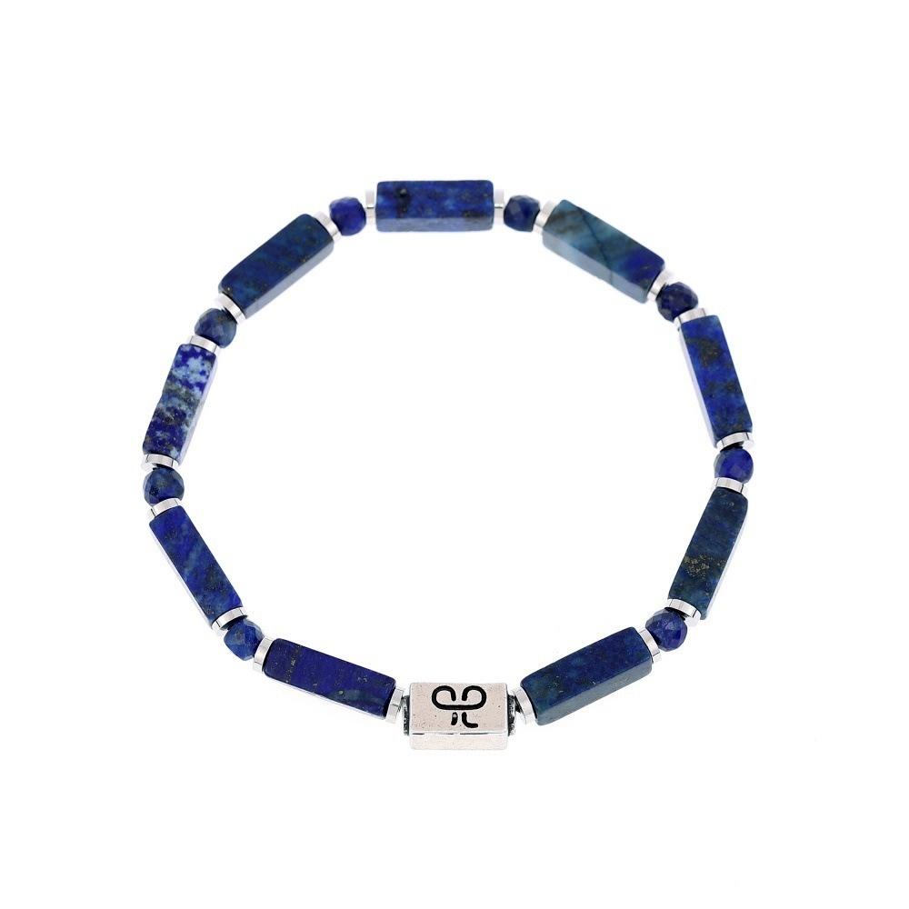 VEYENA Geometric Natural Stone Beaded Bracelet - Rectangular, Blue