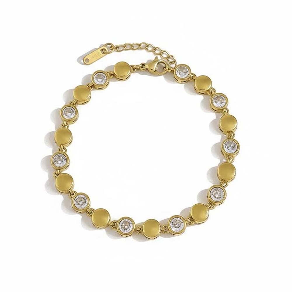 VEYENA Round Bezel Zircon Bracelet