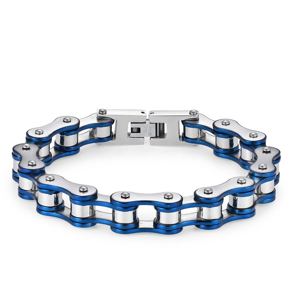 VEYENA Minimal Biker Chain Bracelet - Blue