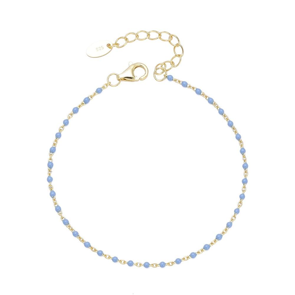 VEYENA Color Bead Chain Bracelet - Gold, Light Blue