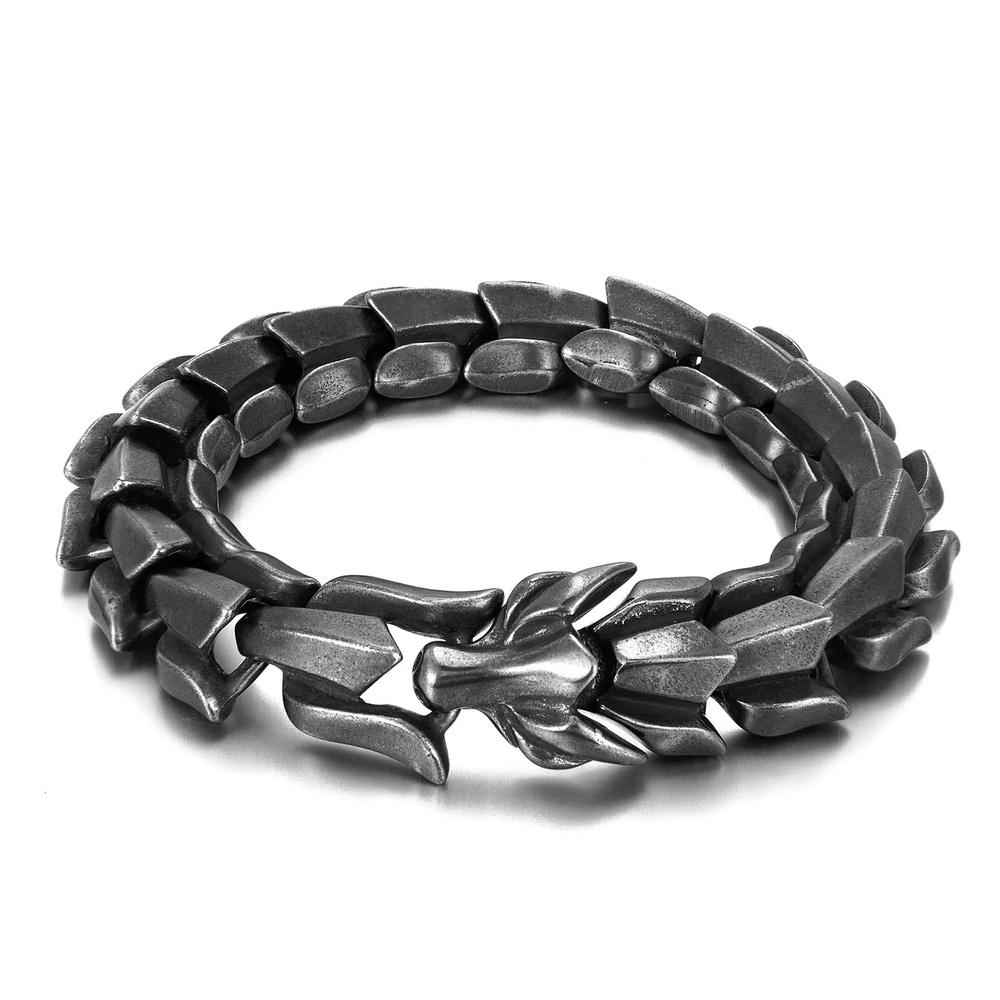 VEYENA Dragon Spine Titanium Steel Bracelet - Black