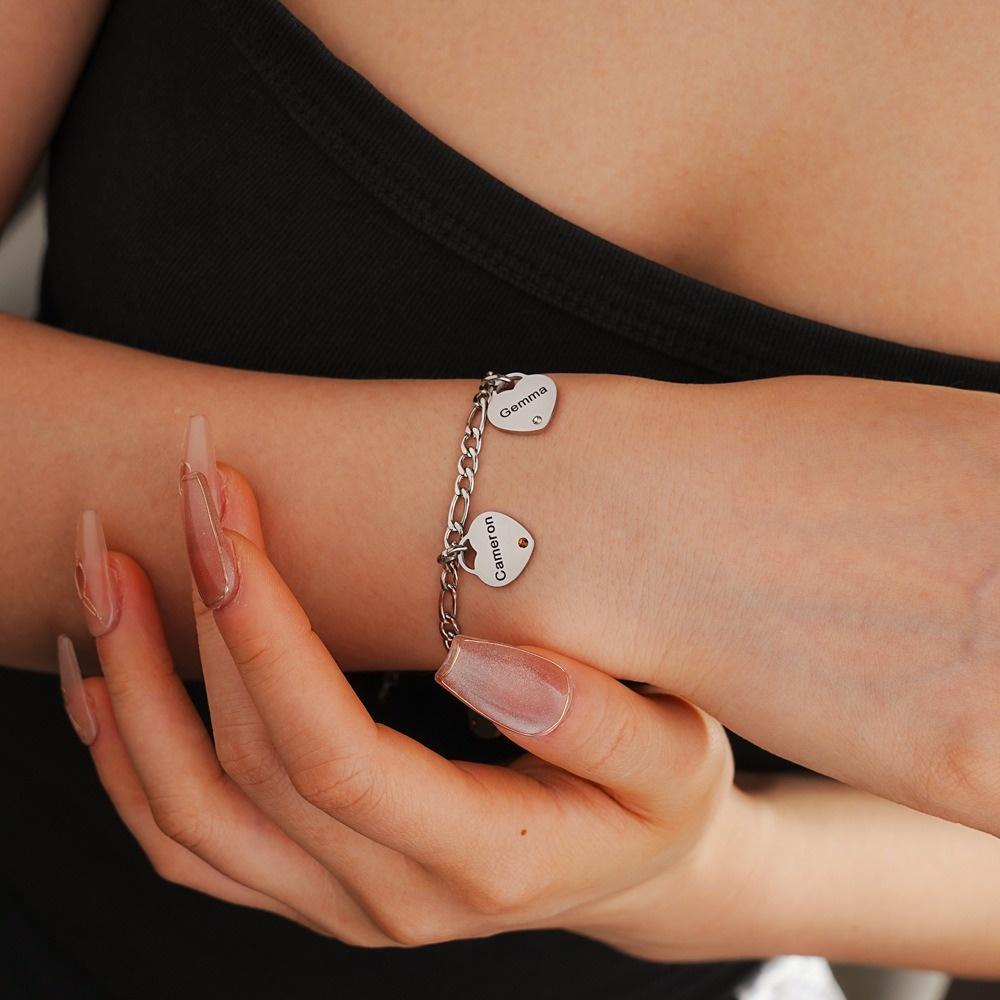 VEYENA Personalized Birthstone Heart Charm Bracelet - Image 5