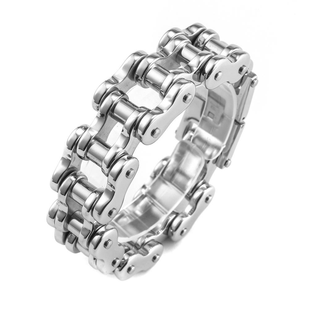 VEYENA Vintage Biker Chain Bracelet - Silver, 22CM