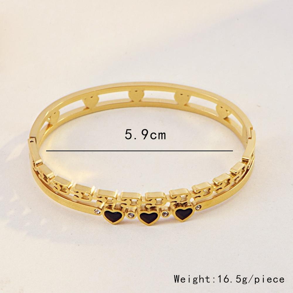 VEYENA Black Heart Crystal Bangle - Image 4