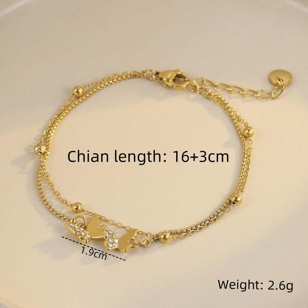VEYENA Butterfly Charm Double Chain Bracelet - Image 6