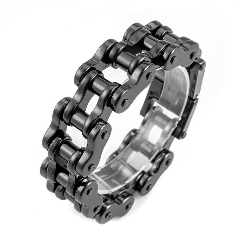 VEYENA Vintage Biker Chain Bracelet - Black, 22CM