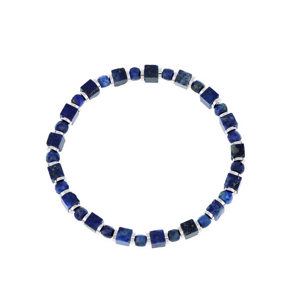 VEYENA Geometric Natural Stone Beaded Bracelet - Square, Blue