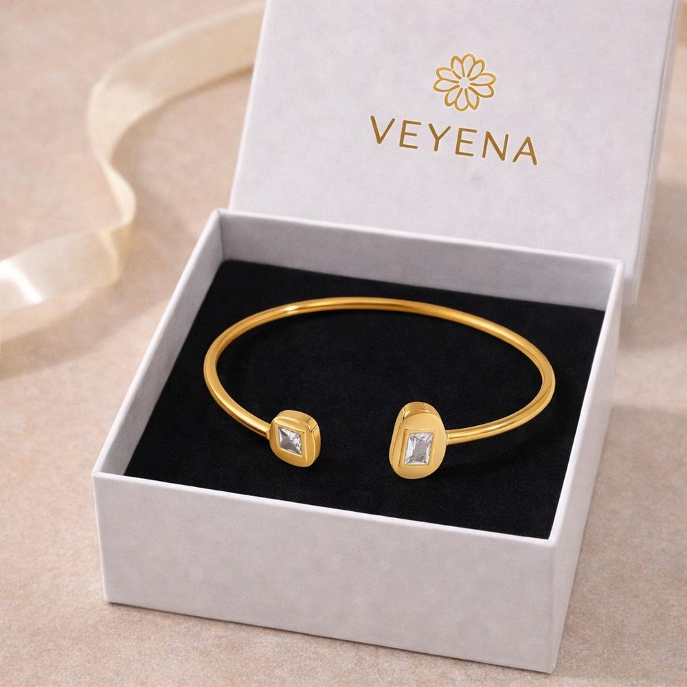 VEYENA Zircon Open Elastic Bangle - Image 5