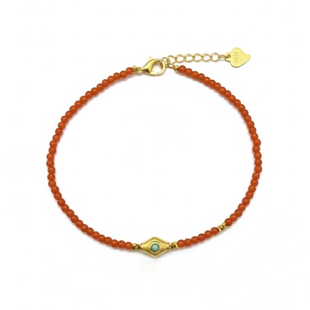 VEYENA Turquoise Red Agate Beaded Bracelet