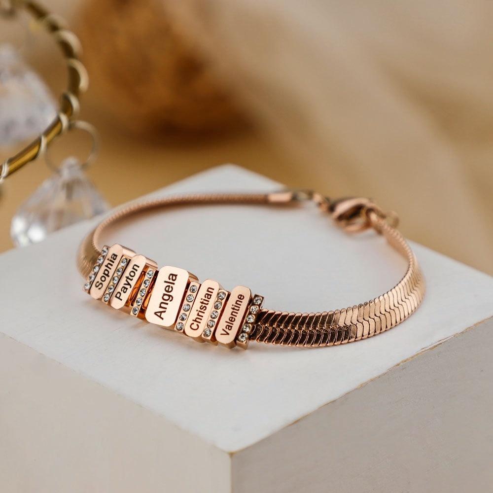 VEYENA Personalized Multi-Tag Herringbone Snake Chain Bracelet - Image 2