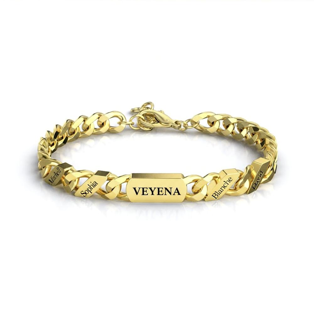 VEYENA Personalized Engraved Chain Bracelet