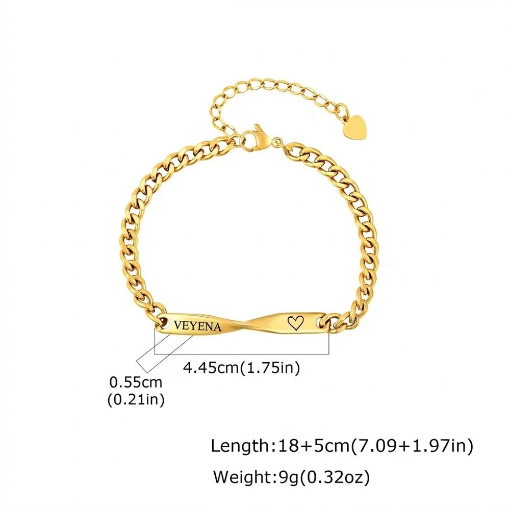 VEYENA Personalized Twisted Bar Bracelet for Couples - Details