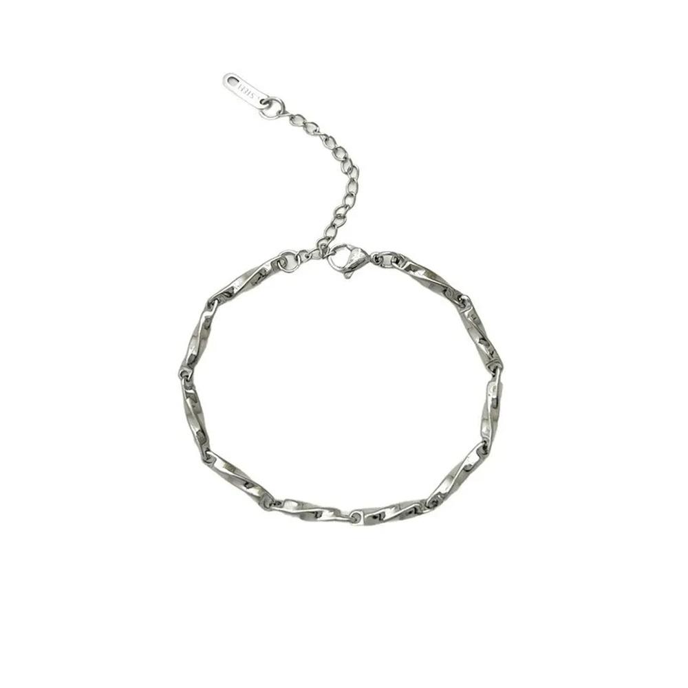 VEYENA Mobius Twist Titanium Steel Bracelet - Silver