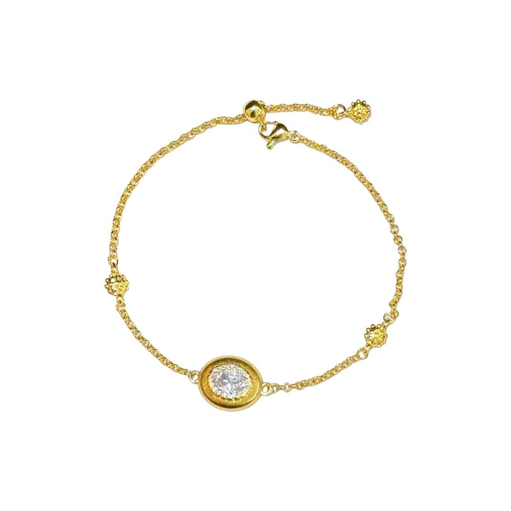 VEYENA Brushed Oval Zircon Bracelet