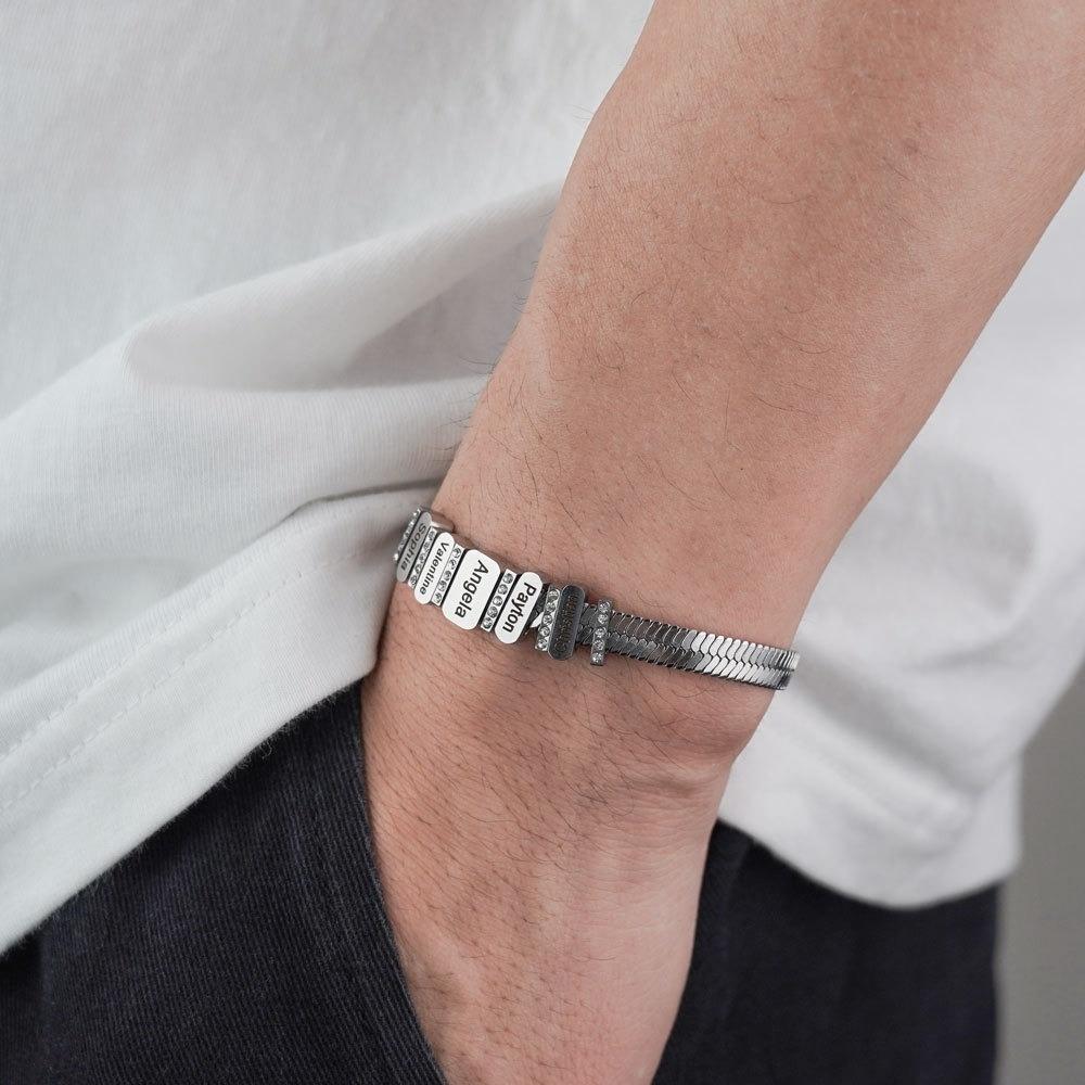 VEYENA Personalized Multi-Tag Herringbone Snake Chain Bracelet - Image 3