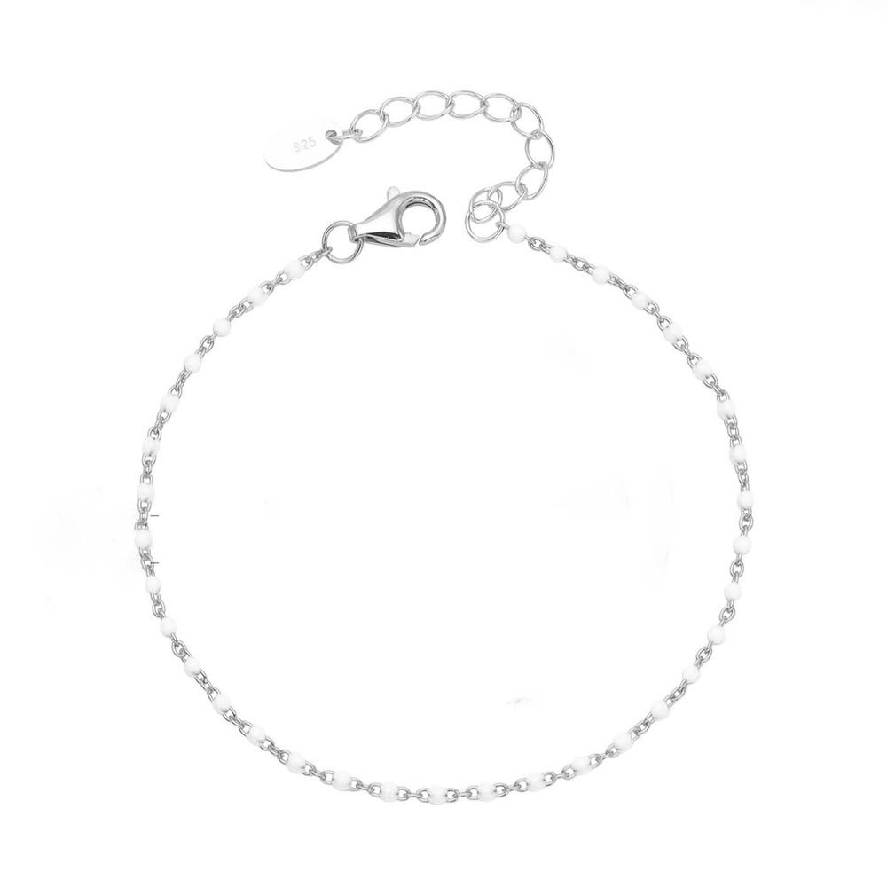 VEYENA Color Bead Chain Bracelet - Silver, White