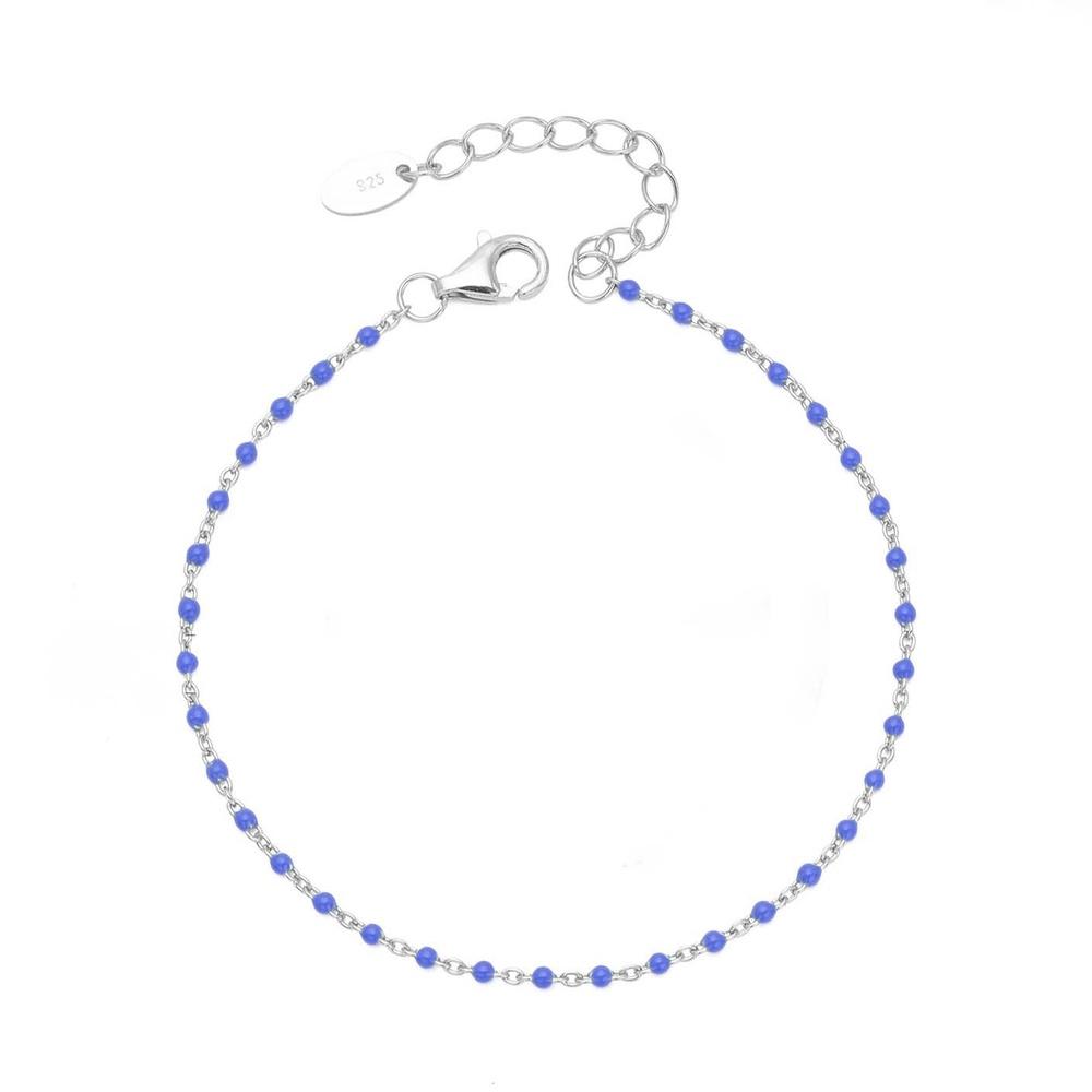 VEYENA Color Bead Chain Bracelet - Silver, Blue