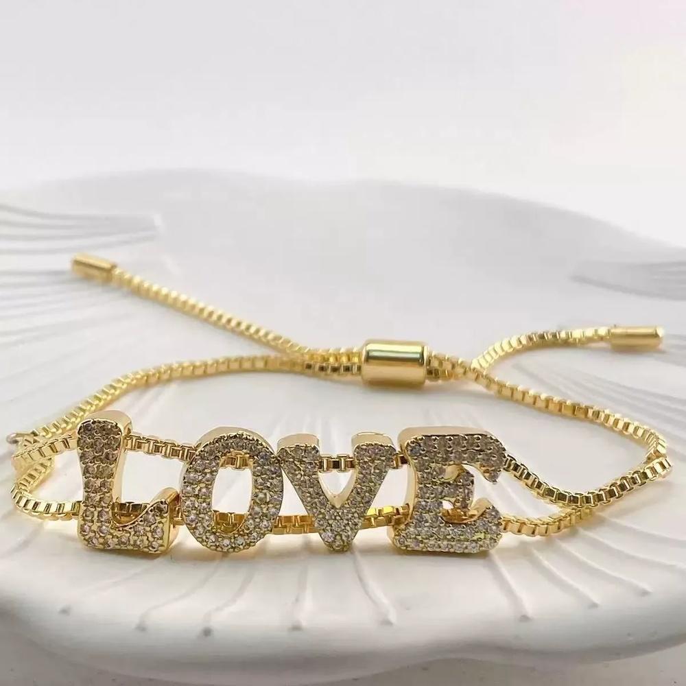 VEYENA Sparkling Custom Letter Double Chain Bracelet in Gold or Silver - Image 3
