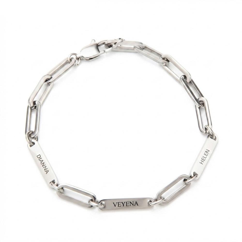 VEYENA Personalized Minimal Link Name Bracelet