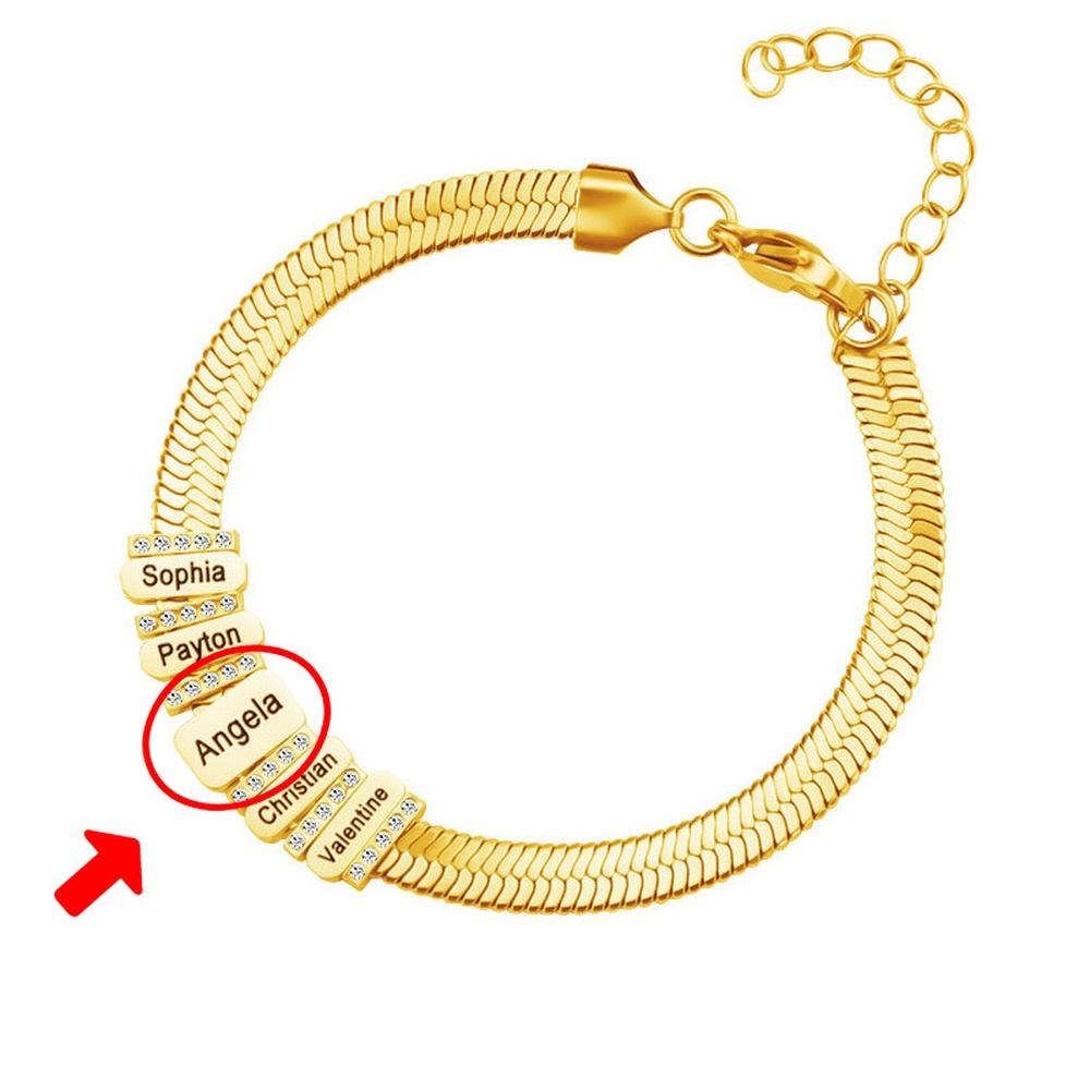 VEYENA Personalized Multi-Tag Herringbone Snake Chain Bracelet - Details