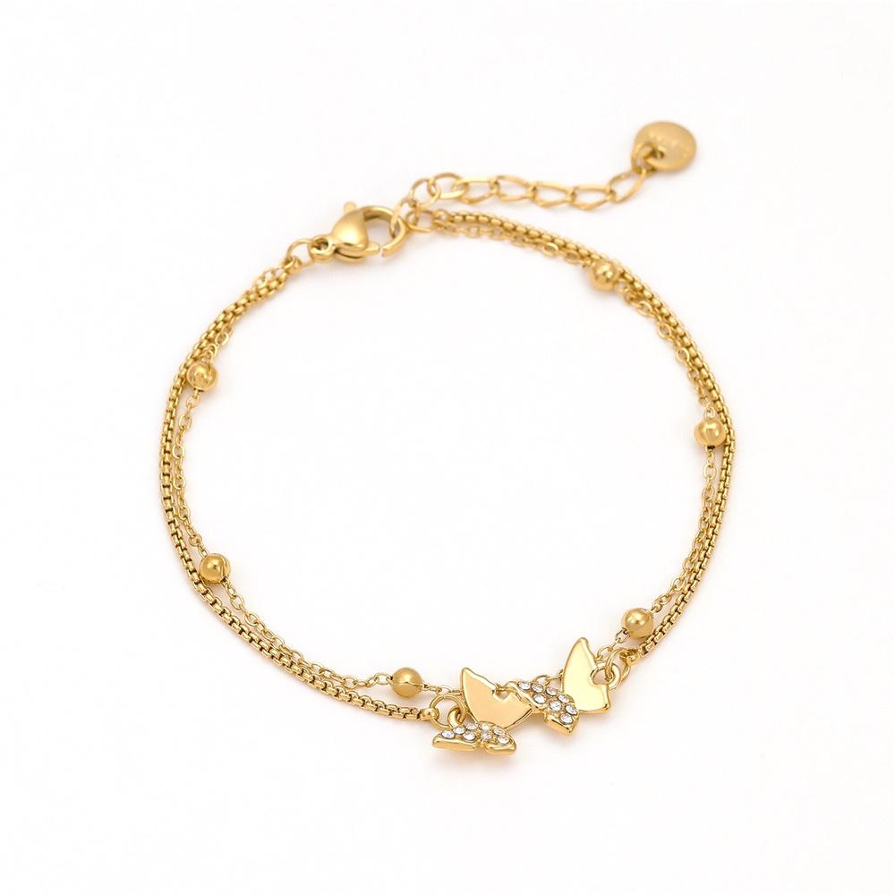 VEYENA Butterfly Charm Double Chain Bracelet