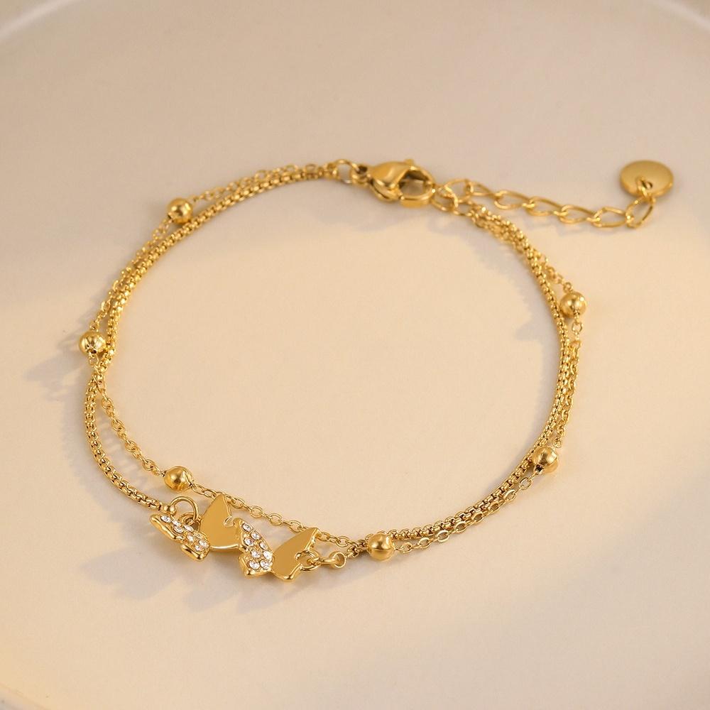 VEYENA Butterfly Charm Double Chain Bracelet - Image 3