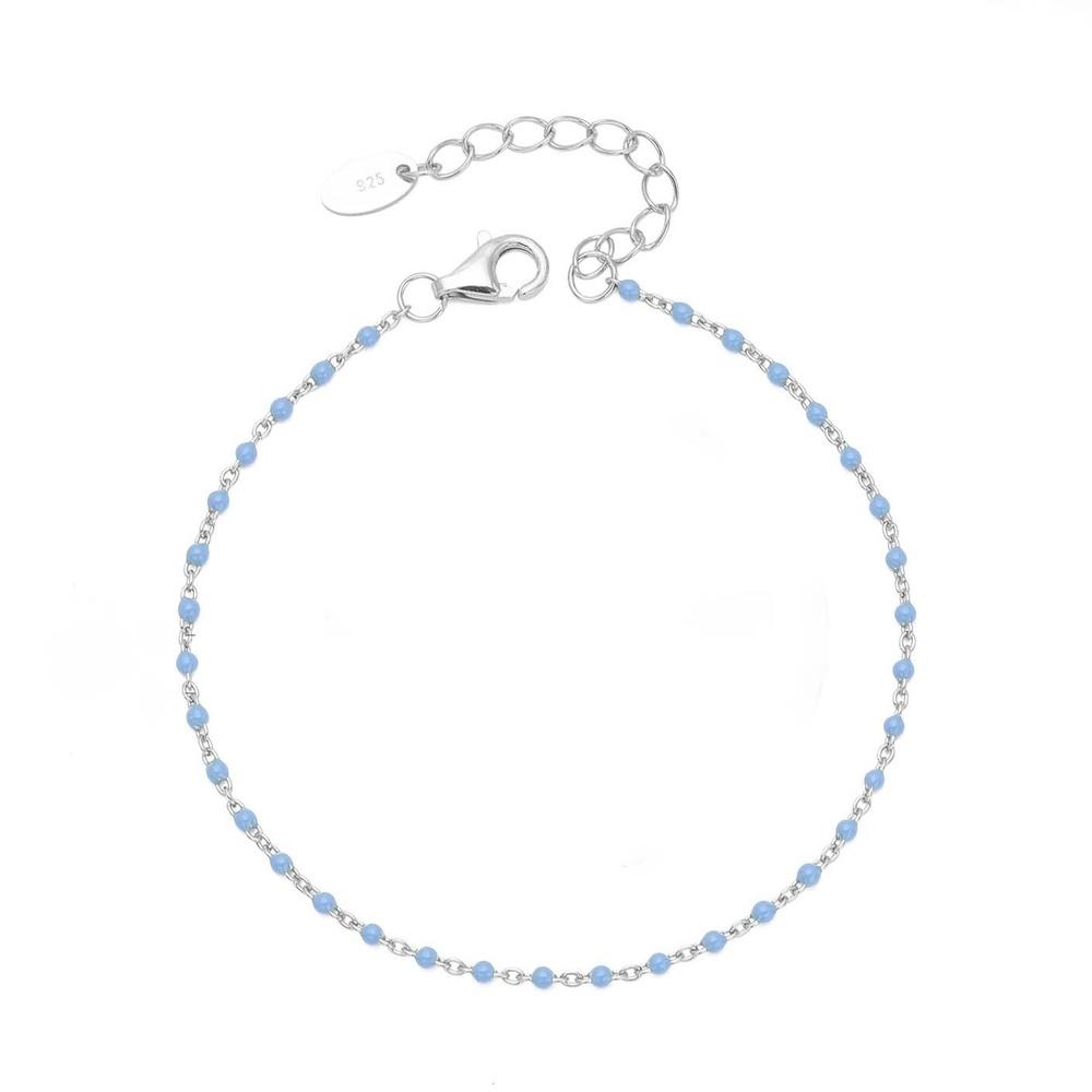 VEYENA Color Bead Chain Bracelet - Silver, Light Blue