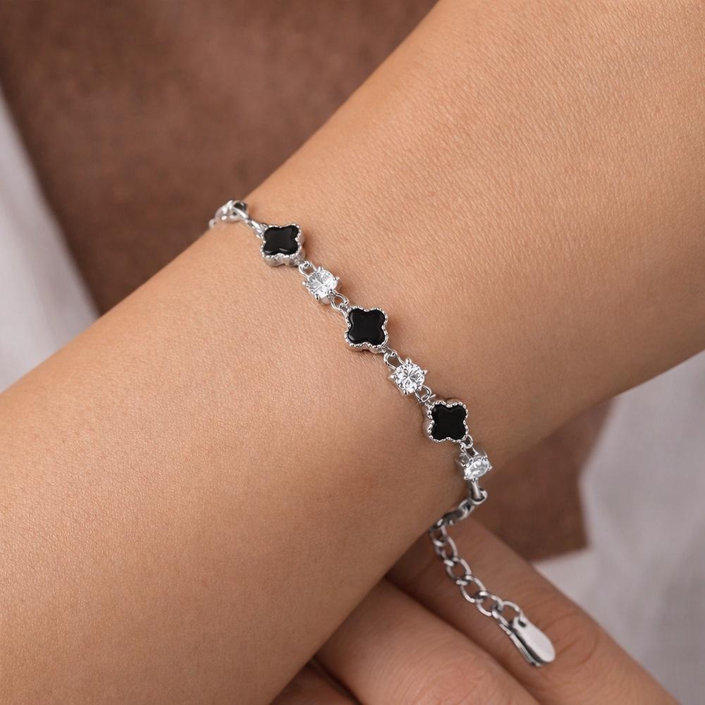 VEYENA Clover Crystal Chain Bracelet - Image 2