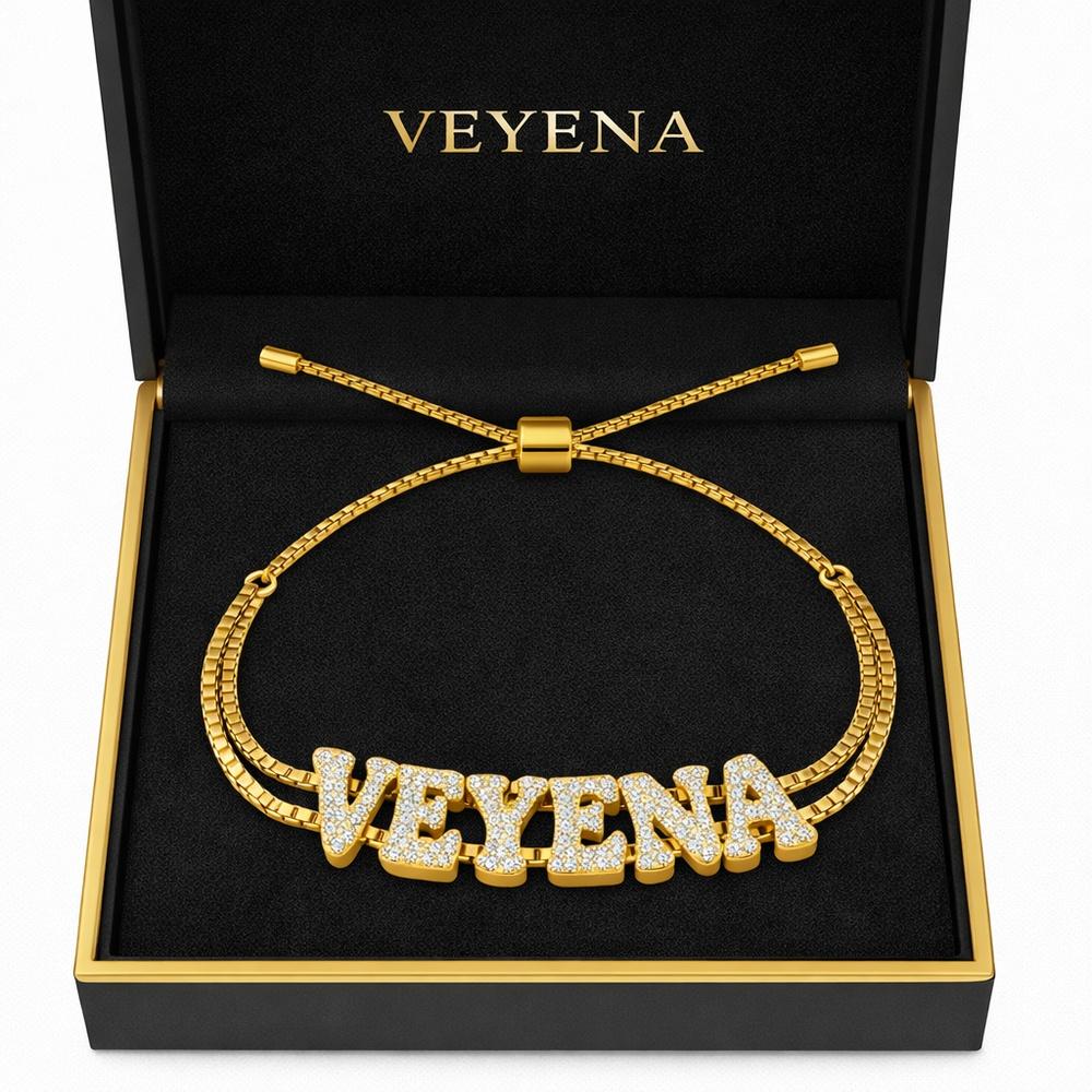 VEYENA Sparkling Custom Letter Double Chain Bracelet in Gold or Silver - Image 5