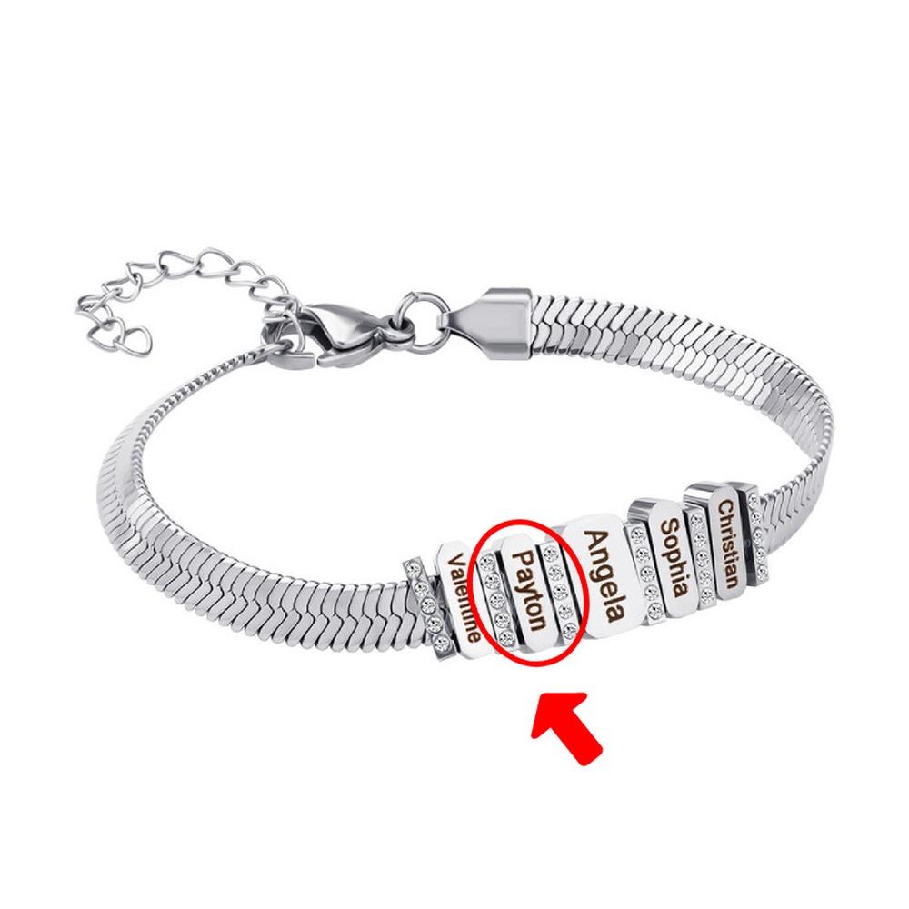 VEYENA Personalized Multi-Tag Herringbone Snake Chain Bracelet - Details