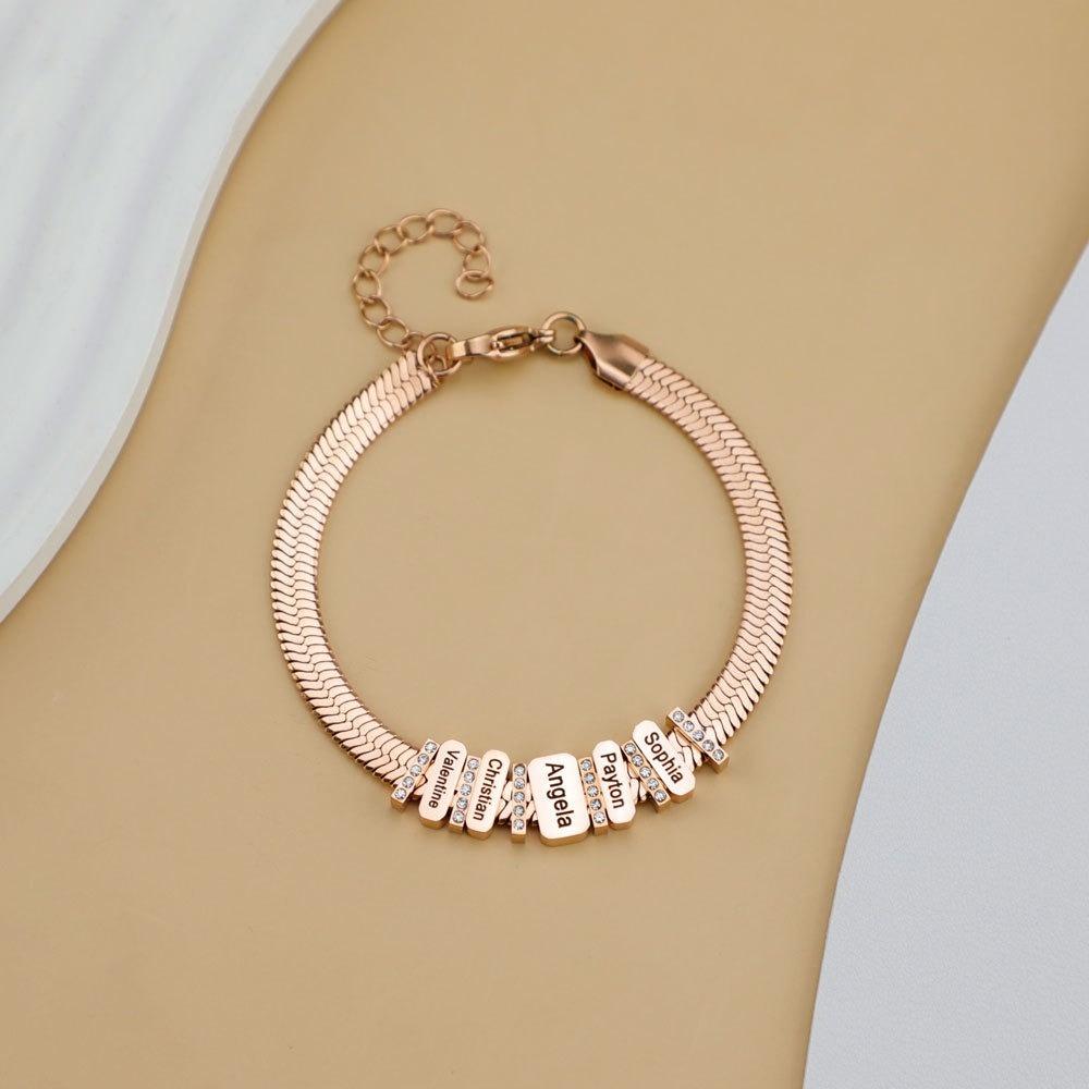 VEYENA Personalized Multi-Tag Herringbone Snake Chain Bracelet - Image 6