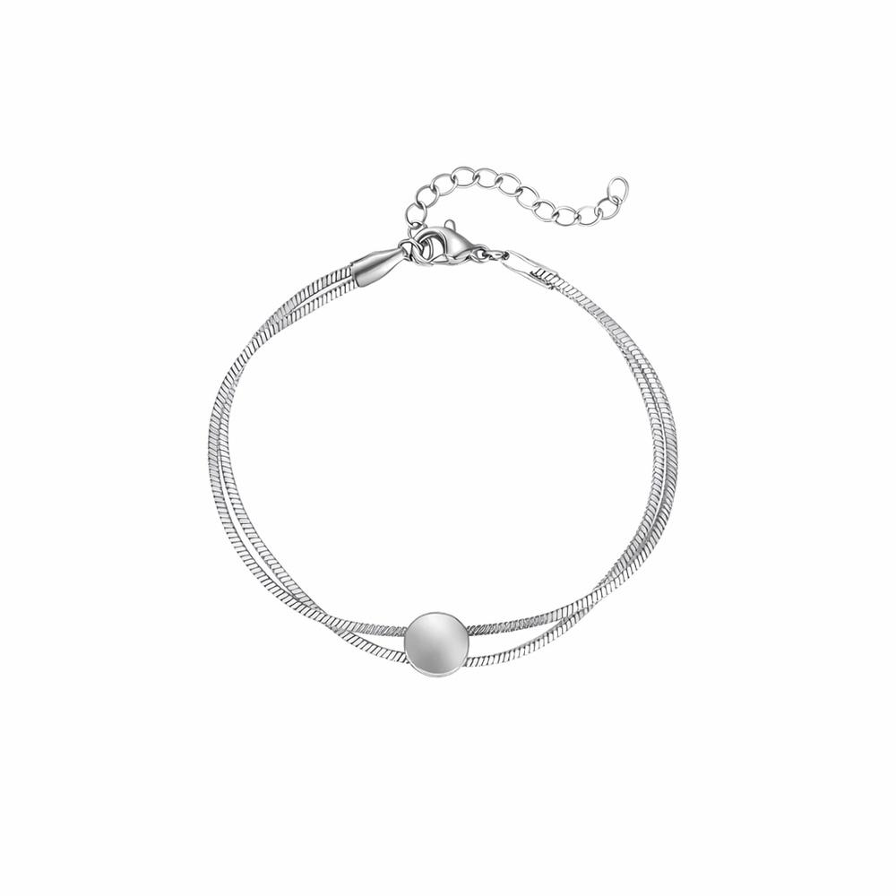 VEYENA Snake Chain Bead Bracelet - Silver