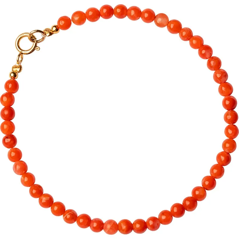 VEYENA 3mm Red Agate Beaded Bracelet in Cherry Garnet or Pink