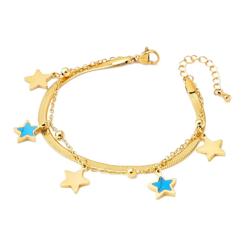 VEYENA Gold Star Charm Chain Bracelet