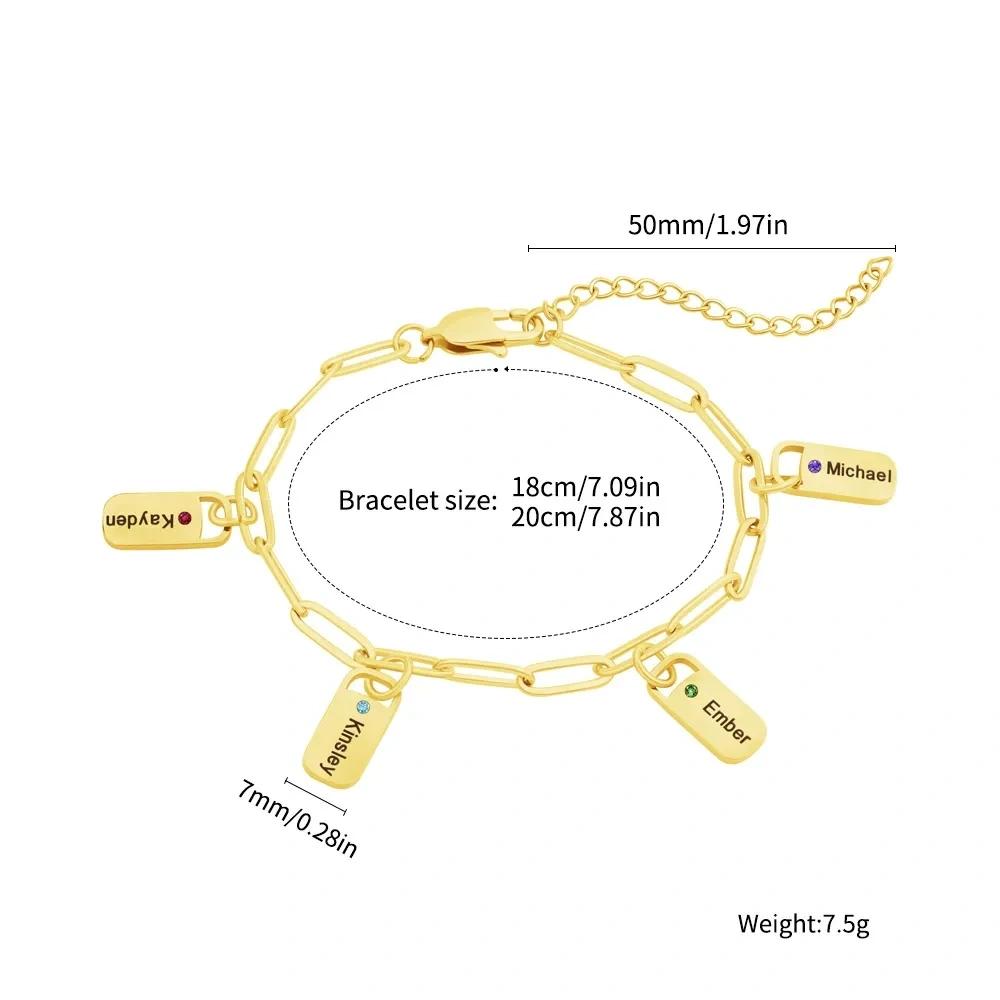 VEYENA Personalized Birthstone Tag Link Bracelet - Image 6