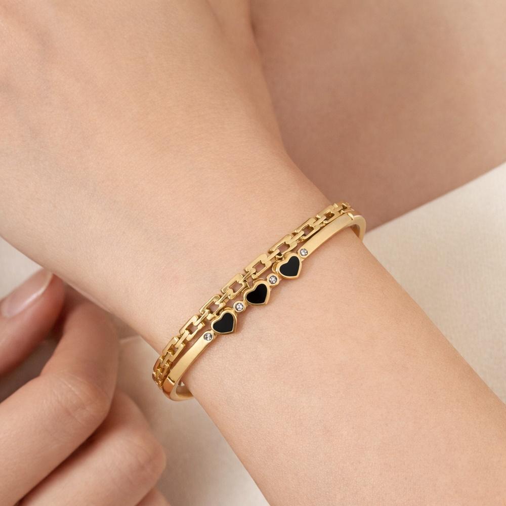 VEYENA Black Heart Crystal Bangle - Image 2