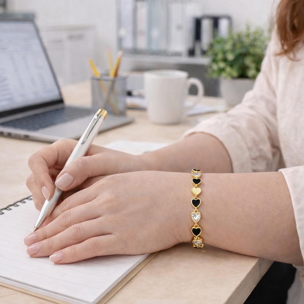 VEYENA Heart Zircon Chain Bracelet - Image 6