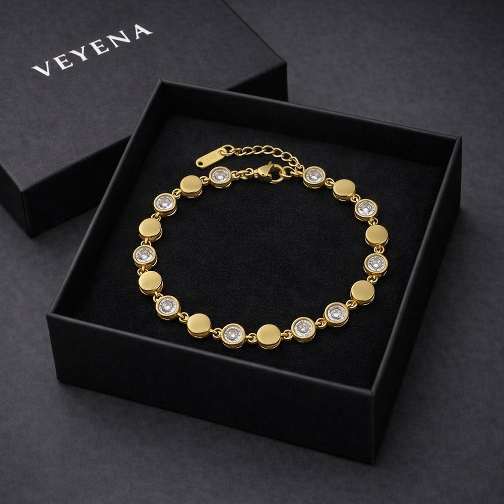VEYENA Round Bezel Zircon Bracelet - Image 5
