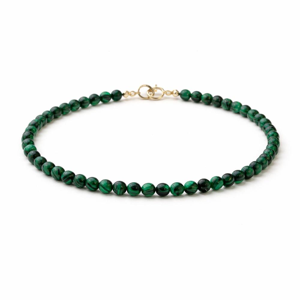 VEYENA 3mm Malachite Beaded Bracelet with Round or Faceted Finish