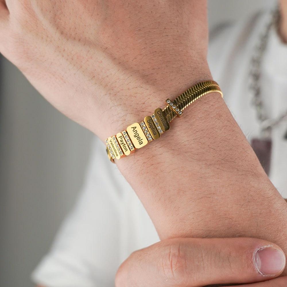 VEYENA Personalized Multi-Tag Herringbone Snake Chain Bracelet - Image 4