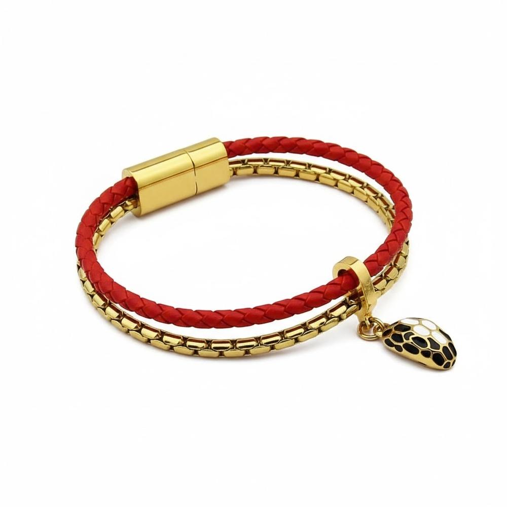 VEYENA Classic Serpent Double Wrap Leather Bracelet