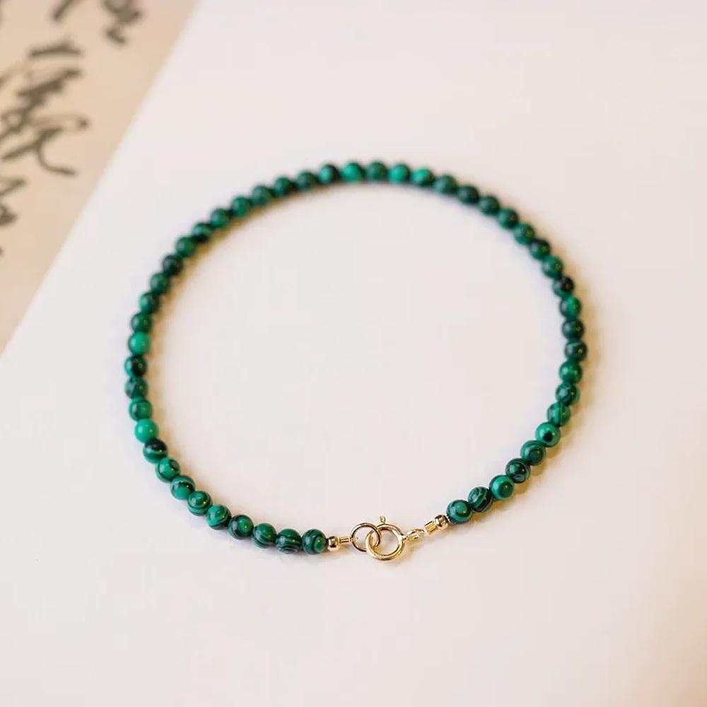 VEYENA 3mm Malachite Beaded Bracelet with Round or Faceted Finish - Image 3