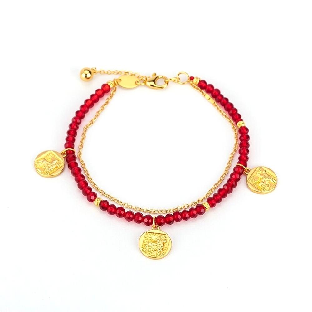 VEYENA Coin Charm Bead Bracelet