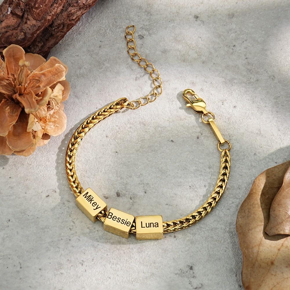 VEYENA Personalized Multi-Tag Wheat Chain Bracelet - Image 3